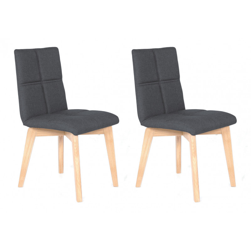 Lot de 2 chaises en tissu gris capitonné design scandinave - lot de 2 - MANON