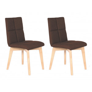 Lot de 2 chaises en tissu marron capitonné design scandinave - vue en lot - MANON