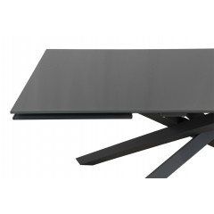 Table extensible plateau en verre gris 160/240 cm - vue de côté - TWIST