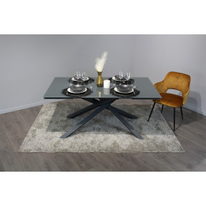 Table extensible plateau en verre gris 160/240 cm - vue en ambiance - TWIST