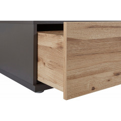 Table basse grise en bois de chêne 120x40cm - zoom- TONY