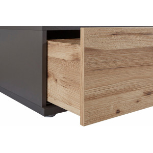 Table basse grise en bois de chêne 120x40cm - zoom- TONY
