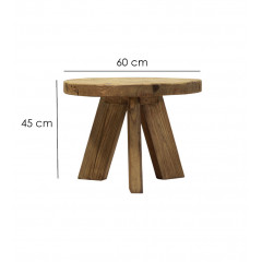 Table basse ronde en bois recyclé - photo avec dimensions totales - ORIGIN