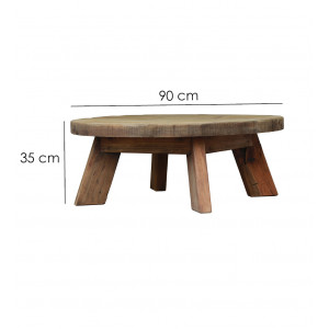 Table basse ronde en bois recyclé - dimensions totales - ORIGIN