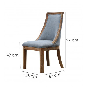 Chaise tissu gris en pin recyclé - dimensions - ORIGIN