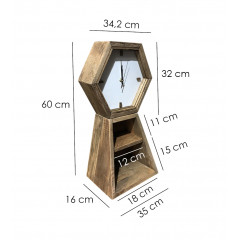 Horloge en bois sur support à 2 niches - dimensions produit - ORIGIN