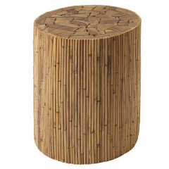 Tabouret /Table d'appoint en bois de teck avec bambou - TOLENO