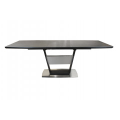 Table de repas extensible 160/210 cm céramique gris piétement métal - vue face rallongé dépliée - VALENCIA