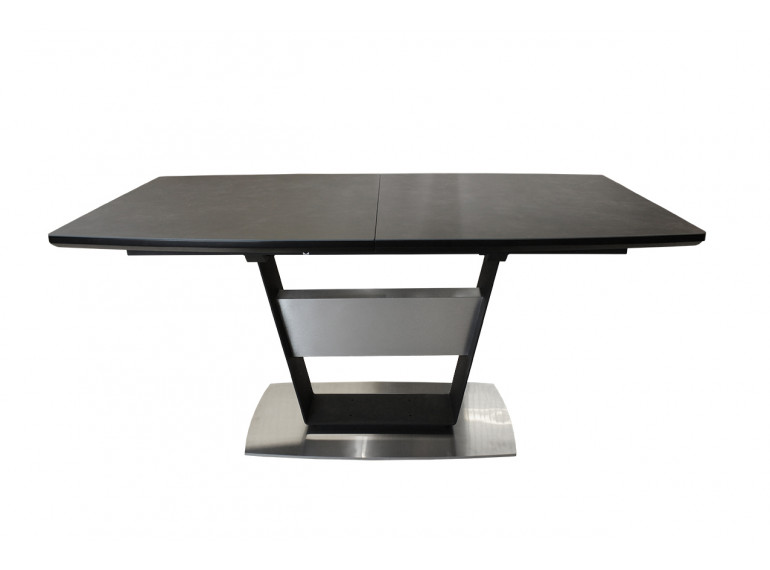 Table de repas extensible 160/210 cm céramique gris piétement métal - vue face - VALENCIA