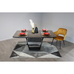 Table de repas extensible 160/210 cm céramique gris piétement métal - vue ambiance - VALENCIA
