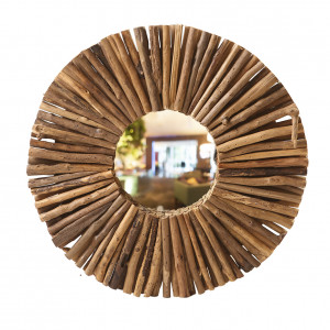 Miroir mural rond avec contour en branches D50 cm - CORDOBA