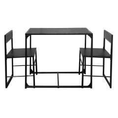 Ensemble table et 2 chaises en bois avec piètement en métal noir - BERTILLE 286