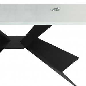 Table basse rectangulaire avec plateau en verre et piètement en métal - zoom - CELESTINE