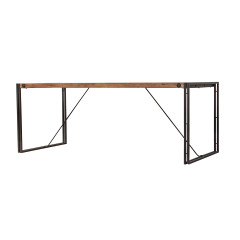 Table repas en bois et métal design industriel L200cm - vue en angle - ATELIER