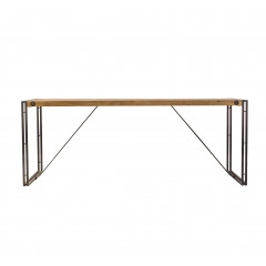 Table repas en bois et métal design industriel L200cm - vue de face - ATELIER