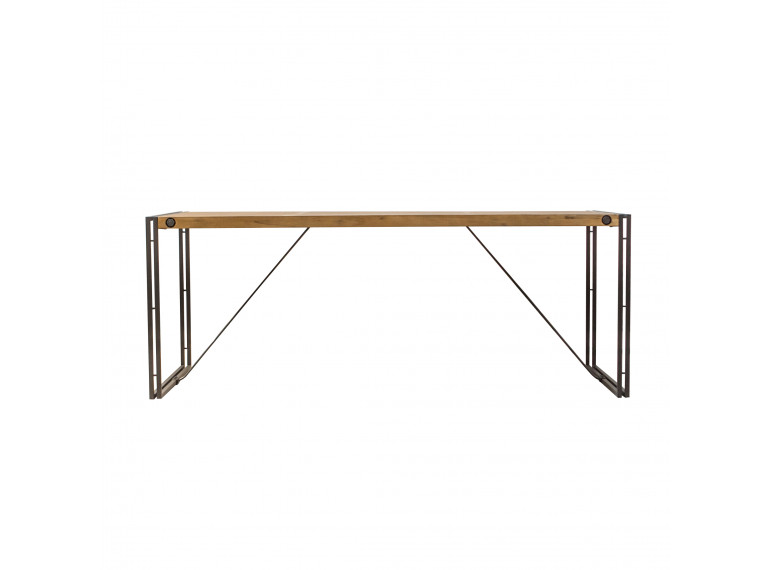 Table repas en bois et métal design industriel L200cm - vue de face - ATELIER