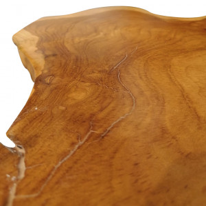 Table basse design en bois avec plateau huilé et piètement métal - vue détails matière  - AMPYANG