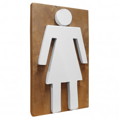 Décoration signalétique pour WC homme/femme en bois de teck - vue 3/4 - KATH
