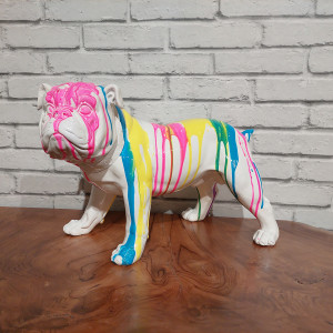 Sculpture chien en résine multicolore - BILLY