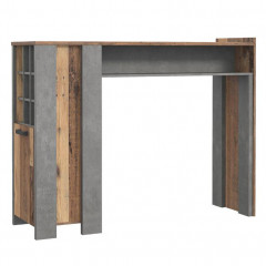 Table de bar en bois effet bois vieilli et béton gris - FRED