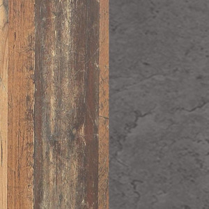 Buffet en bois effet bois vieilli et béton gris - zoom matière - FRED