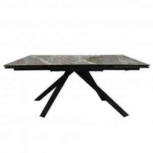Table de repas extensible en céramique avec piétement métal L160cm - vue de face - BOLTON