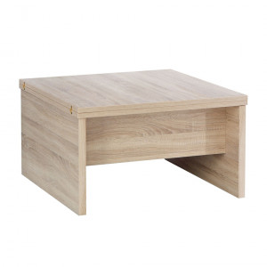 Table basse rehaussable et extensible en bois effet chêne - vue de côté - DINNER
