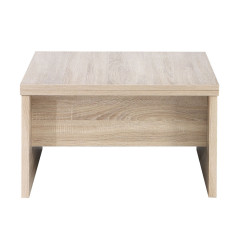 Table basse réhaussable et extensible en bois effet chêne - vue de face - DINNER