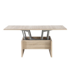 Table basse réhaussable et extensible en bois effet chêne - vue intermédiaire - DINNER