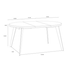 Table ronde en bois extensible D.110 cm - vue avec dimensions - XTRA