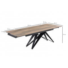 Table extensible en céramique finition bois L160/240cm - Pieds n°6 : Type design épuré - UNIK