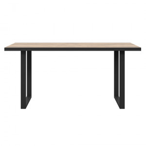 Table de repas fixe en bois effet chêne et noir style industriel L160cm - vue de face - YAL