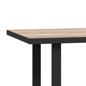 Table de repas fixe en bois effet chêne et noir style industriel L160cm - zoom - YAL