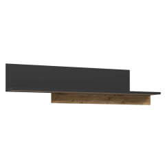 Etagère en bois effet chêne et noir style industriel L154cm - vue de 3/4 - YAL