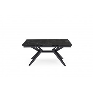 Table extensible en céramique marbre noir L160/240cm - Pieds n°5 : Type Z + barre centrale - UNIK