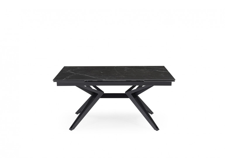 Table extensible en céramique marbre noir L160/240cm - Pieds n°5 : Type Z + barre centrale - UNIK