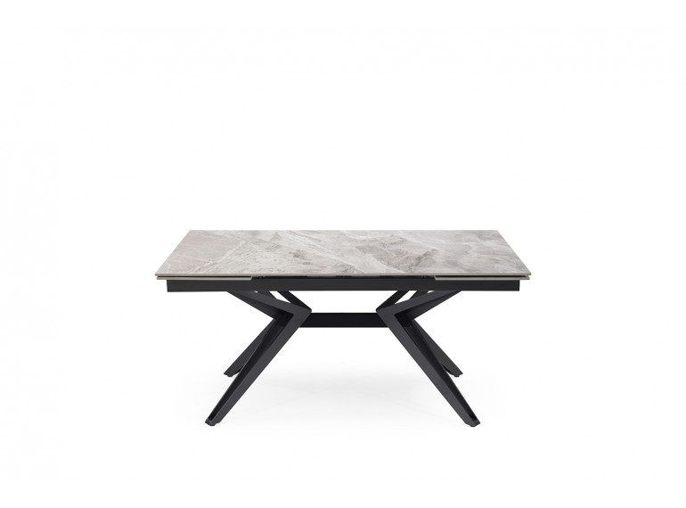 Table extensible en céramique gris brillant L160/240cm - Pieds n°5 : Type Z + barre centrale - UNIK