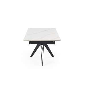 Table extensible en céramique marbre blanc L160/240cm - Pieds n°2 : Type croix ajouré - UNIK