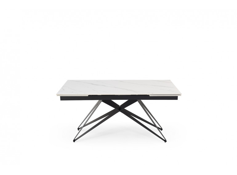 Table extensible en céramique marbre blanc L160/240cm - Pieds n°6 : Type design épuré - UNIK