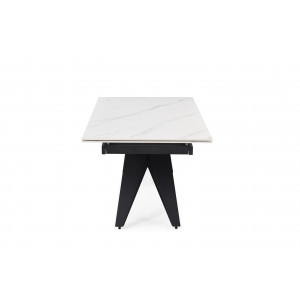 Table extensible en céramique marbre blanc L160/240cm - Pieds n°6 : Type design épuré - UNIK