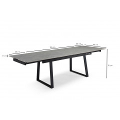 Table extensible en céramique marbre grey L160/240cm - Pieds n°1 : Type luge - UNIK