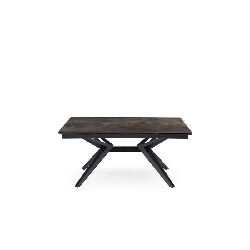 Table extensible en céramique finition iron L160/240cm - Pieds n°5 : Type Z + barre centrale - UNIK