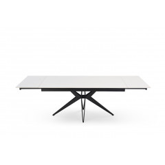Table extensible en céramique blanc pure L160/240cm - Pieds n°2 : Type croix ajouré - UNIK
