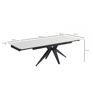 Table extensible en céramique blanc pure L160/240cm - 7 piètements - UNIK