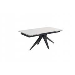 Table extensible en céramique blanc pure L160/240cm - Pieds n°2 : Type croix ajouré - UNIK