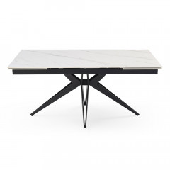 Table extensible en céramique marbre blanc L160/240cm - Pieds n°2 : Type croix ajouré - UNIK