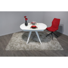 Table en verre blanc rallonges rotatives 120/180 cm - vue en ambiance - BRERA