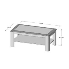 Table basse en bois finition brillante avec étagère - dimensions - CANNE