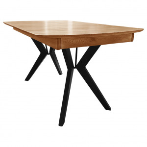 Table de repas extensible en bois de chêne massif  160/210cm - vue de coté - ECLIPSE XL