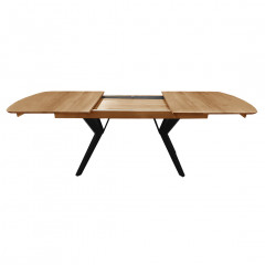 Table de repas extensible en bois de chêne massif  160/210cm - étape déploiement - ECLIPSE XL